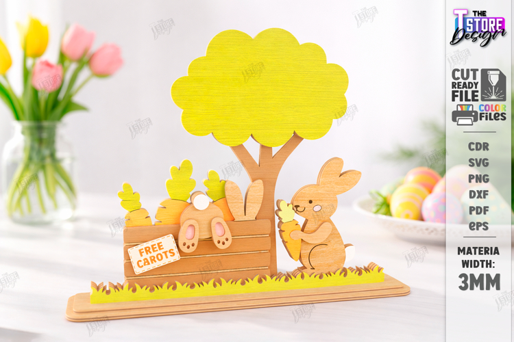 Easter Bunny Shelf Sitter Laser Cut | Layered Easter Stand