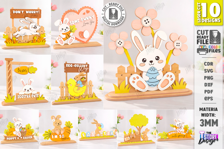 Easter Bunny Shelf Sitter Laser Cut Bundle | Layered Easter