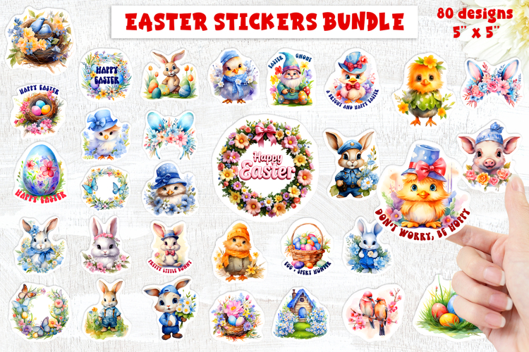 Easter sticker design bundle, print and cut stickers