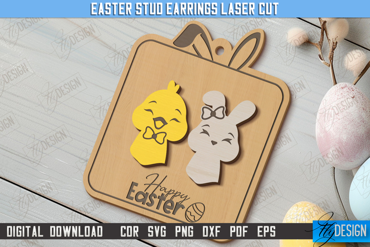 Easter Stud Earrings | Spring Design | Accessories |CNC File