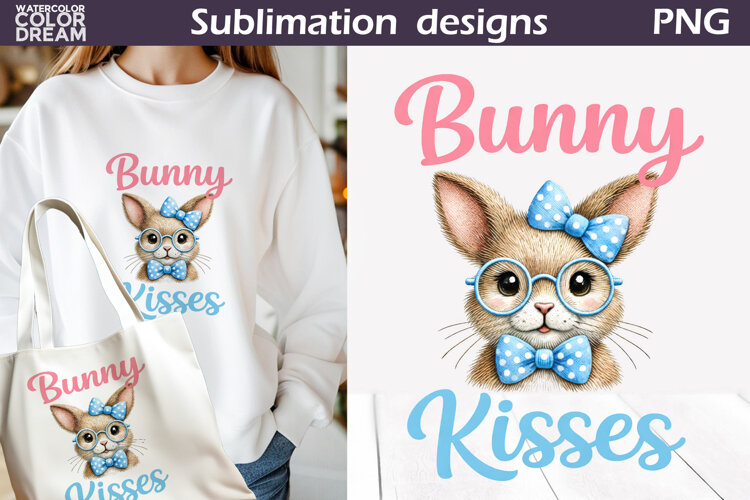 Cute Animals Easter | Bunny Kisses Sublimation example image 1