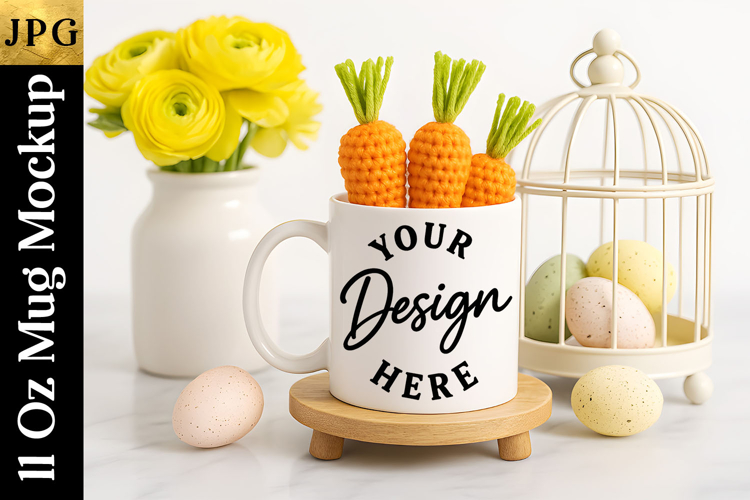 Easter Sublimation Mug Mockup | Spring Coffee Cup JPG