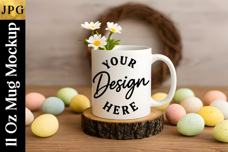 Easter Sublimation Mug Mockup | Spring Coffee Cup JPG