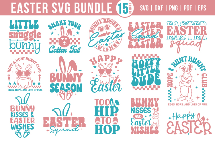 Easter SVG Bundle | 15 Funny Easter Quotes SVG