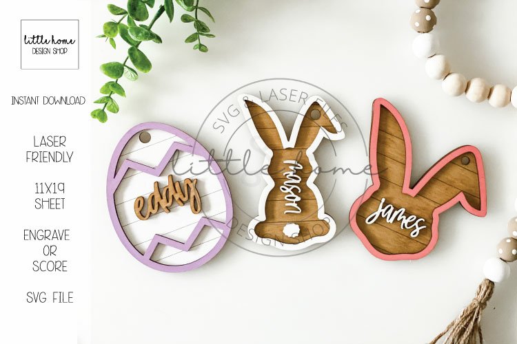 Easter Basket Name Tag, Easter Laser Files example image 1