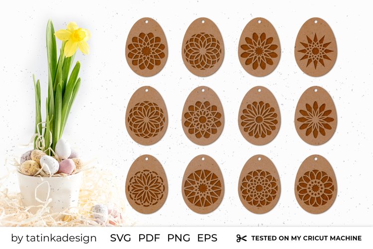 Easter tags made of two layers, Easter egg mandala