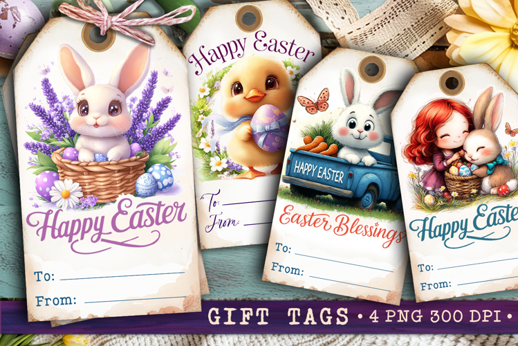 Easter Gift Tags, Easter labels, Bunny label tags