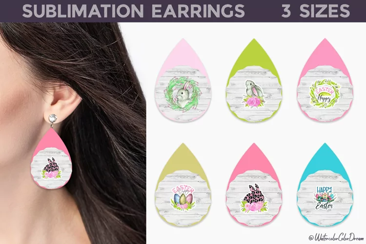 Easter Teardrop Earrings | Easter Bunny Sublimation
