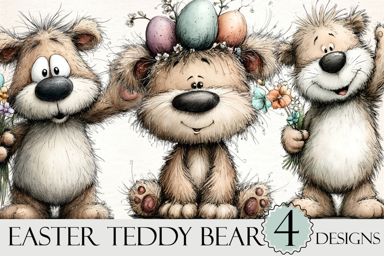 Whimsical Easter Teddy Bear Clipart