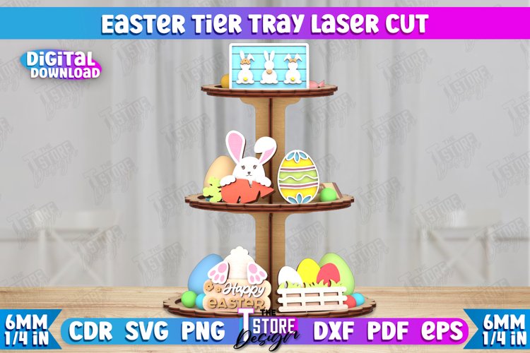 Easter Tiered Tray | Dessert Round Stand | Easter Signs |CNC