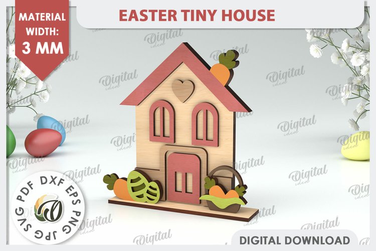 Wooden Easter House Laser Cut. Easter Tiny House SVG