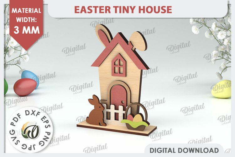 Wooden Easter House Laser Cut. Easter Tiny House SVG