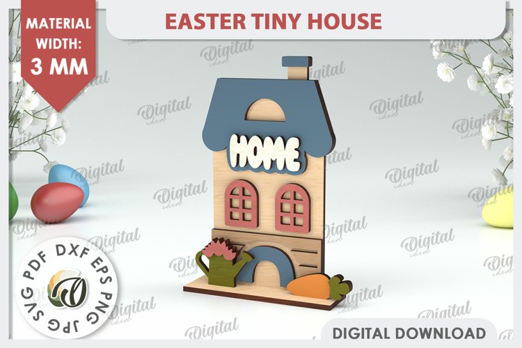 Wooden Easter House Laser Cut. Easter Tiny House SVG