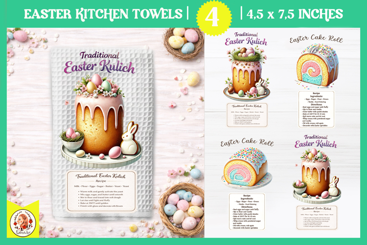 Easter Recipes Kitchen Towel Design,Easter Baking Sublimatio