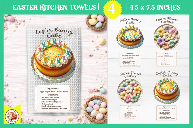 Easter Recipes Kitchen Towel Design,Easter Baking Sublimatio