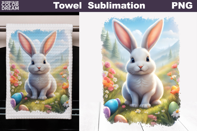 Easter Bunny Kitchen Towel | Easter Towel Sublimation