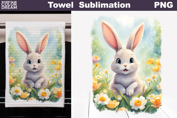 Easter Bunny Kitchen Towel | Easter Towel Sublimation