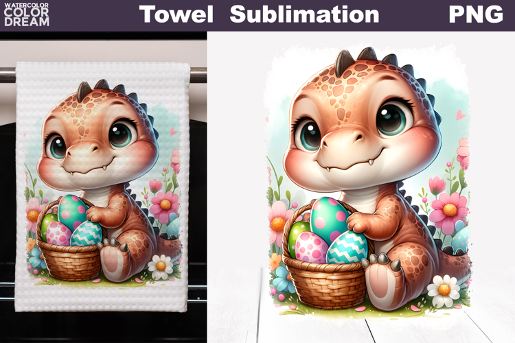 Easter Dinosaur Kitchen Towel | Easter Towel Sublimation