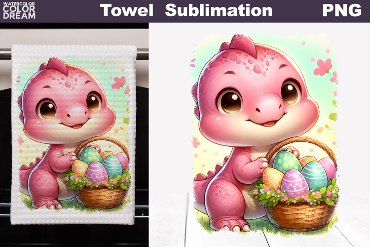 Easter Dinosaur Kitchen Towel | Easter Towel Sublimation