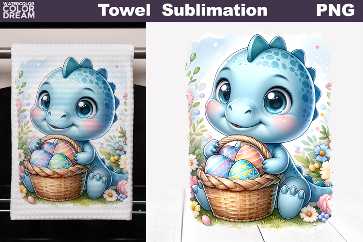 Easter Dinosaur Kitchen Towel | Easter Towel Sublimation