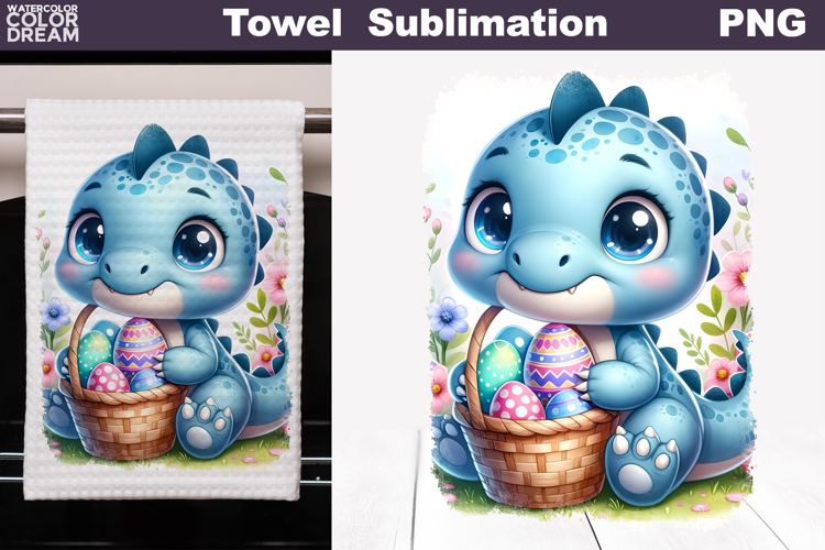 Easter Dinosaur Kitchen Towel | Easter Towel Sublimation
