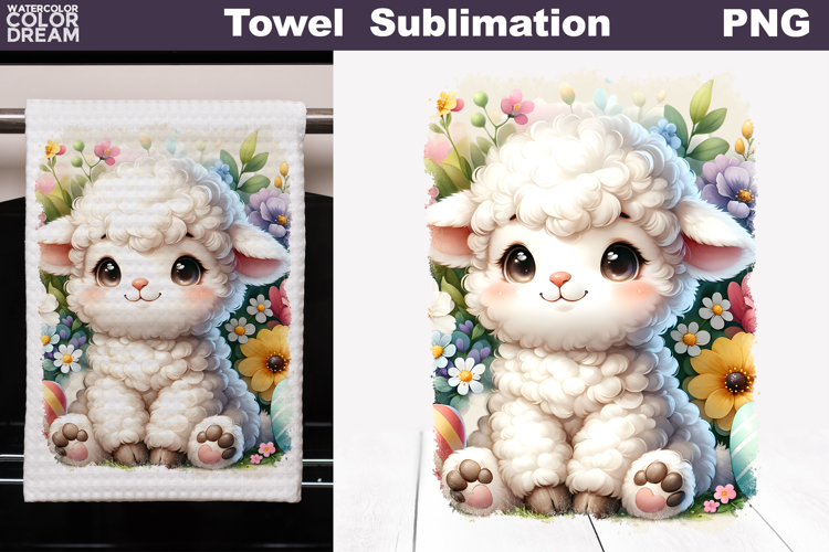 Easter Lamb Kitchen Towel | Easter Towel Sublimation