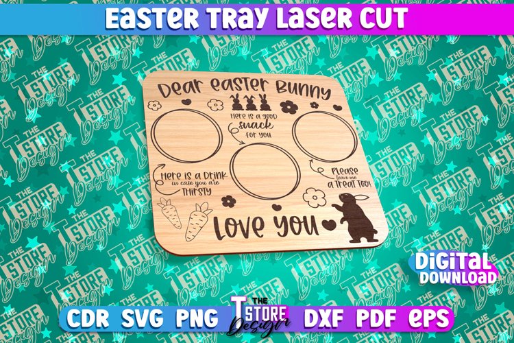 3 Pcs Easter Serving Trays Watercolor Bunny Egg Platter,13x10