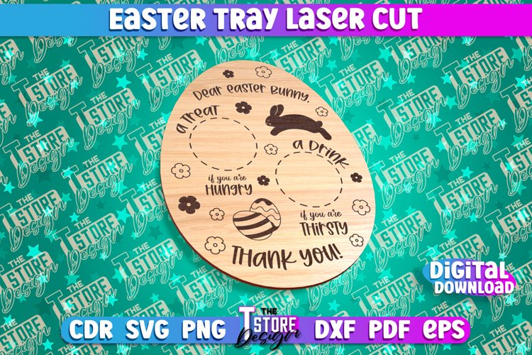 Easter Serving Tray Laser Cut | Dear Easter Bunny | CNC File