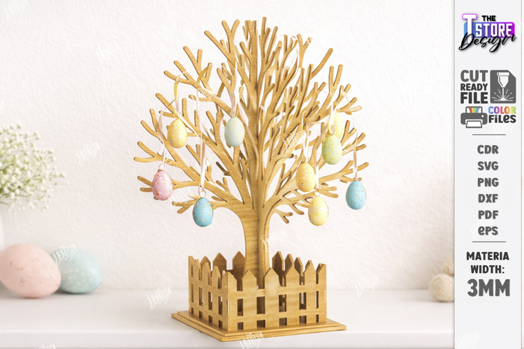 Family Easter Tree Laser Cut | Easter Table Decor | Spring