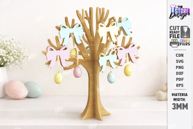 Family Easter Tree Laser Cut | Easter Table Decor | Spring