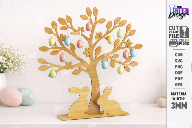 Family Easter Tree Laser Cut | Easter Table Decor | Spring