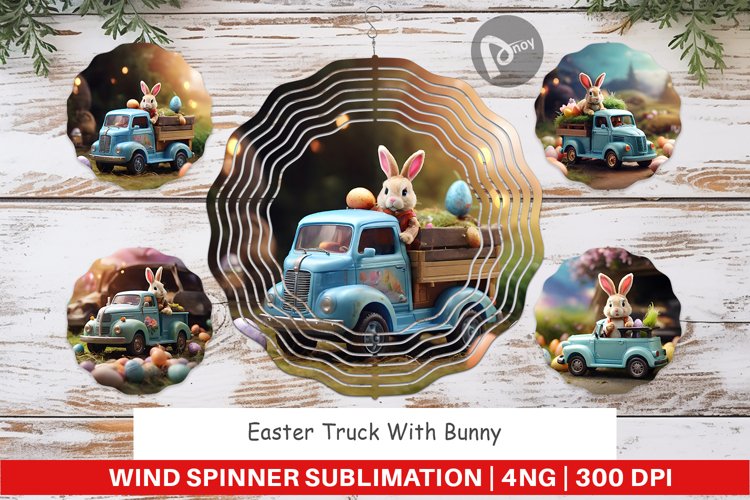 Wind Spinner Easter Truck With Bunny