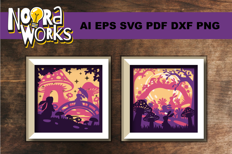 Light Box Easter Bunny In A Magical Forest SVG