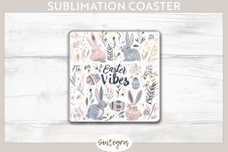 Easter Vibes v1 Square Coaster Sublimation example image 1