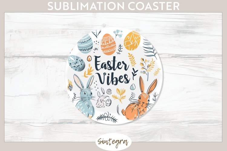 Easter Vibes v4 Round Coaster Sublimation example image 1