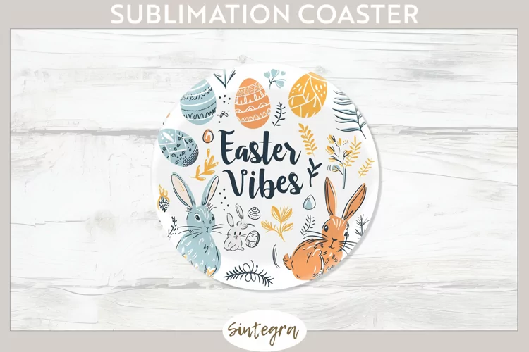 Easter Vibes v4 Round Coaster Sublimation