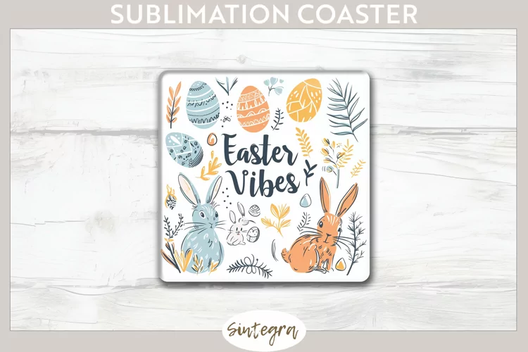 Easter Vibes v4 Square Coaster Sublimation