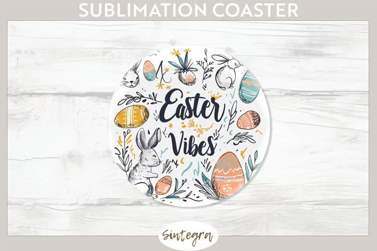 Easter Vibes v5 Round Coaster Sublimation