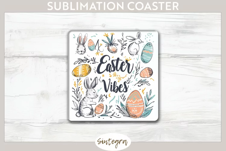 Easter Vibes v5 Square Coaster Sublimation
