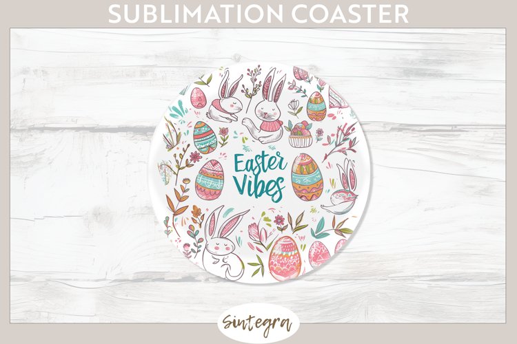 Easter Vibes v6 Round Coaster Sublimation