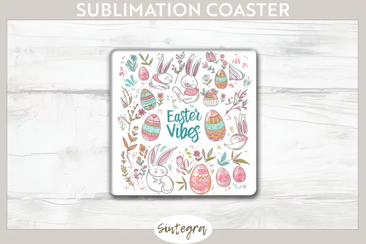 Easter Vibes v6 Square Coaster Sublimation