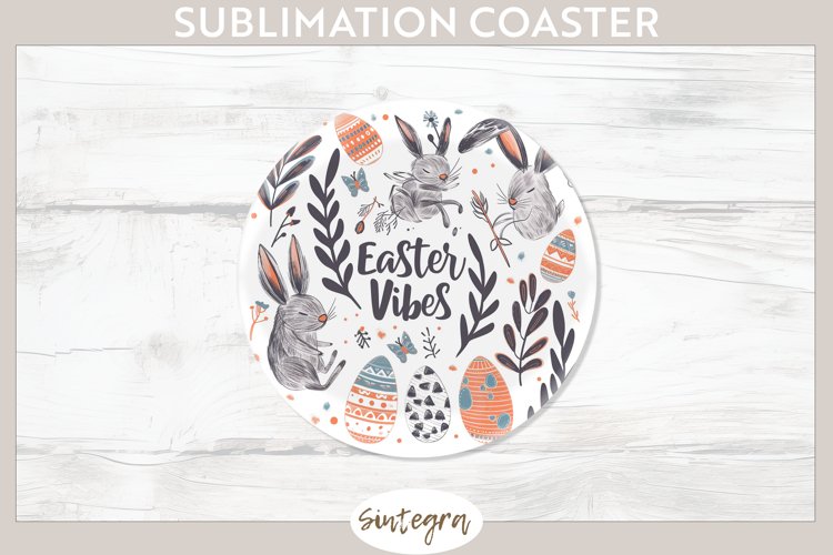 Easter Vibes v7 Round Coaster Sublimation example image 1