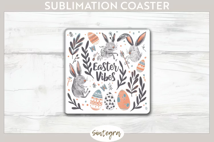 Easter Vibes v7 Square Coaster Sublimation