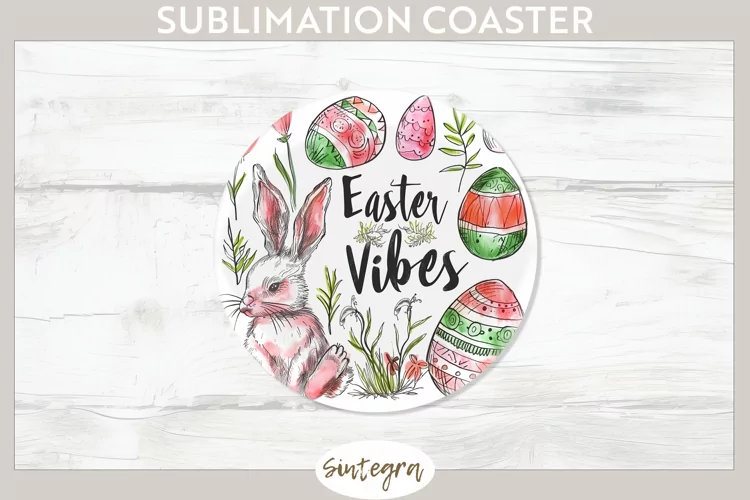 Easter Vibes v8 Round Coaster Sublimation