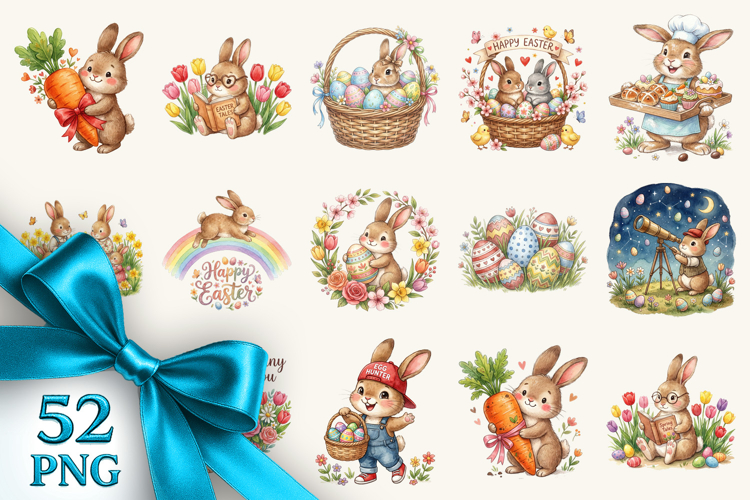 Easter clipart printable sublimation bundle png