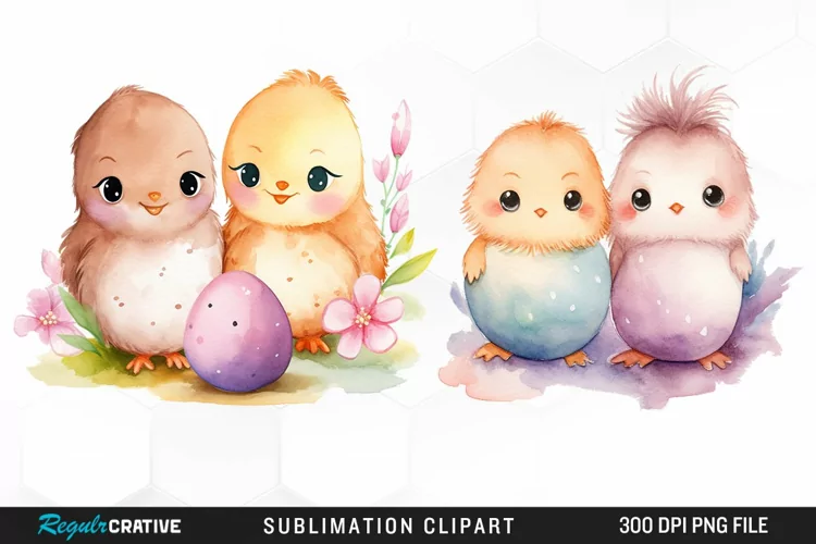 Easter watercolor Cute couple Exquisite Clipart