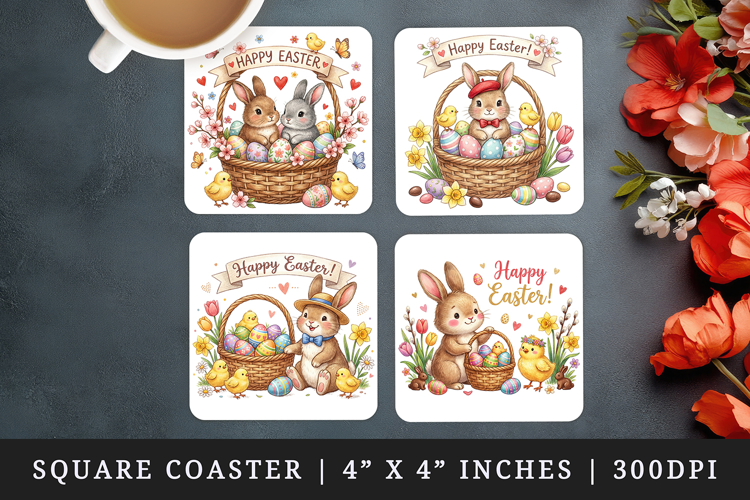 Easter square coaster sublimation, coasters design
