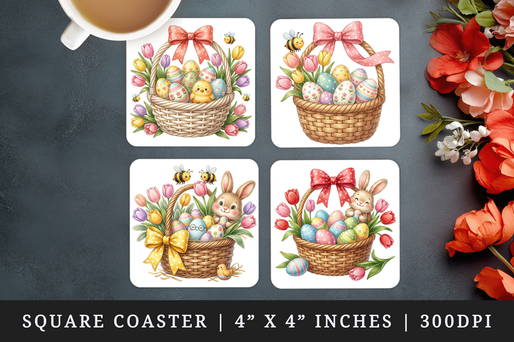 Easter square coaster sublimation, coasters design