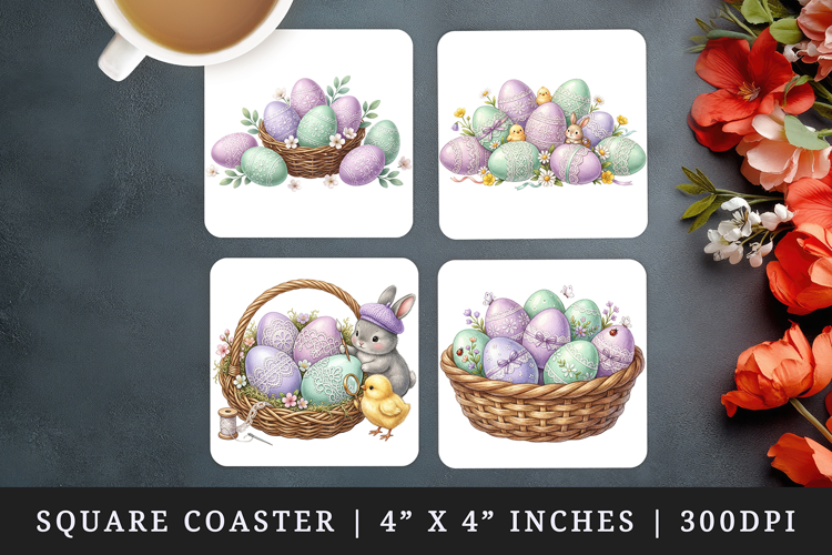 Easter square coaster sublimation, coasters design