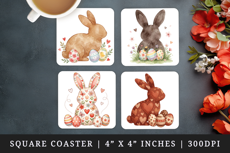 Easter square coaster sublimation, coasters design